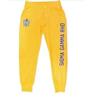 Big Boy Headgear Sigma Gamma Rho Sequin women's yellow joggers Sz 2XL Collegiate